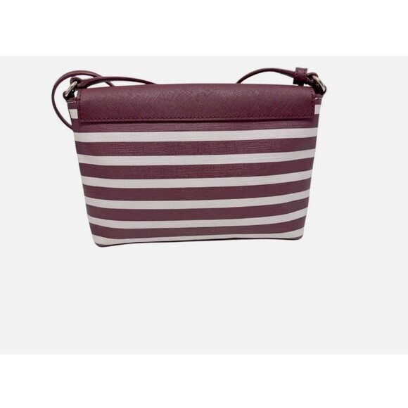 Kate Spade STORYBOOK Fairmount square burgundy/white/stripe crossbody EUC - Picture 5 of 10